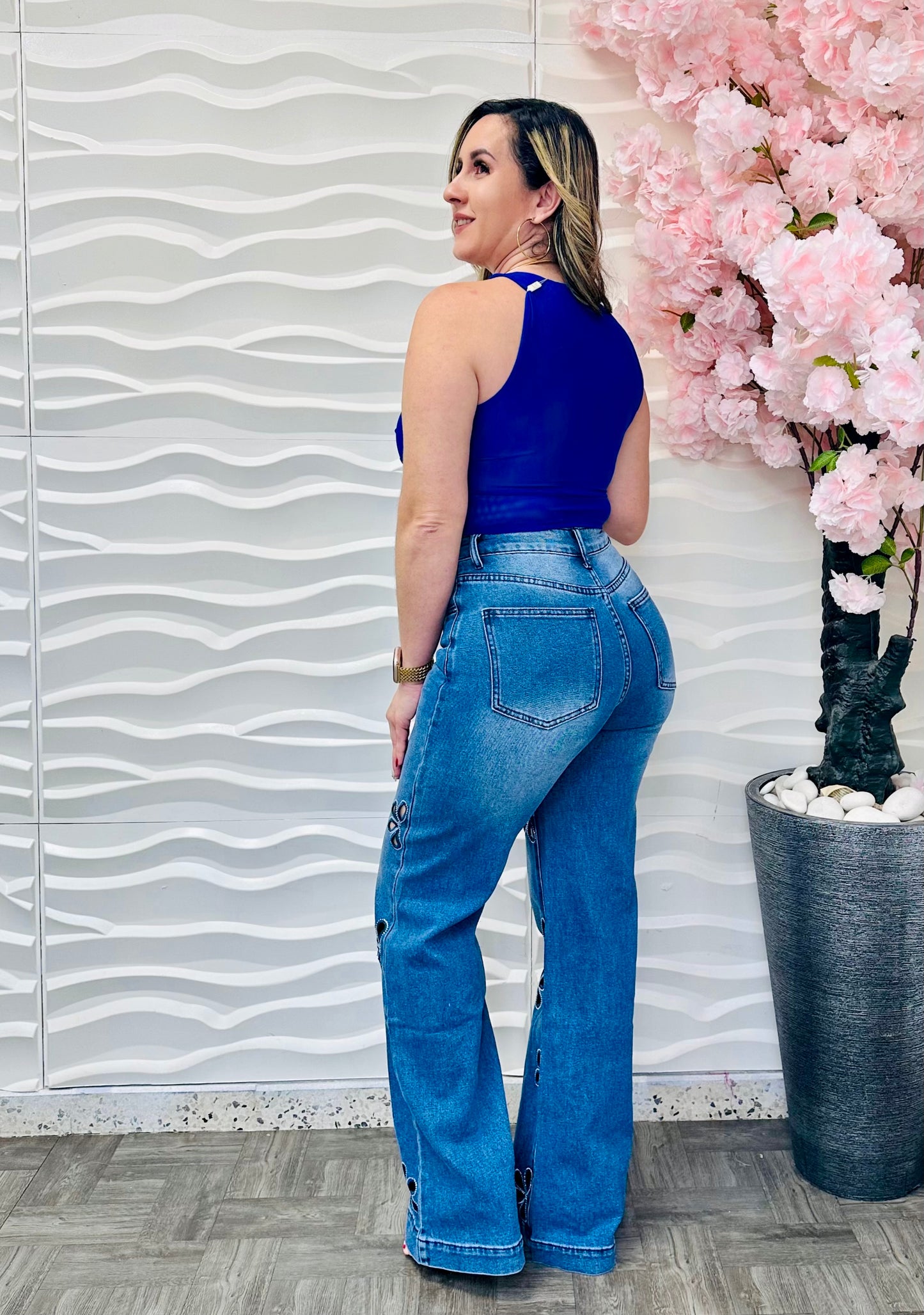 Floral jeans