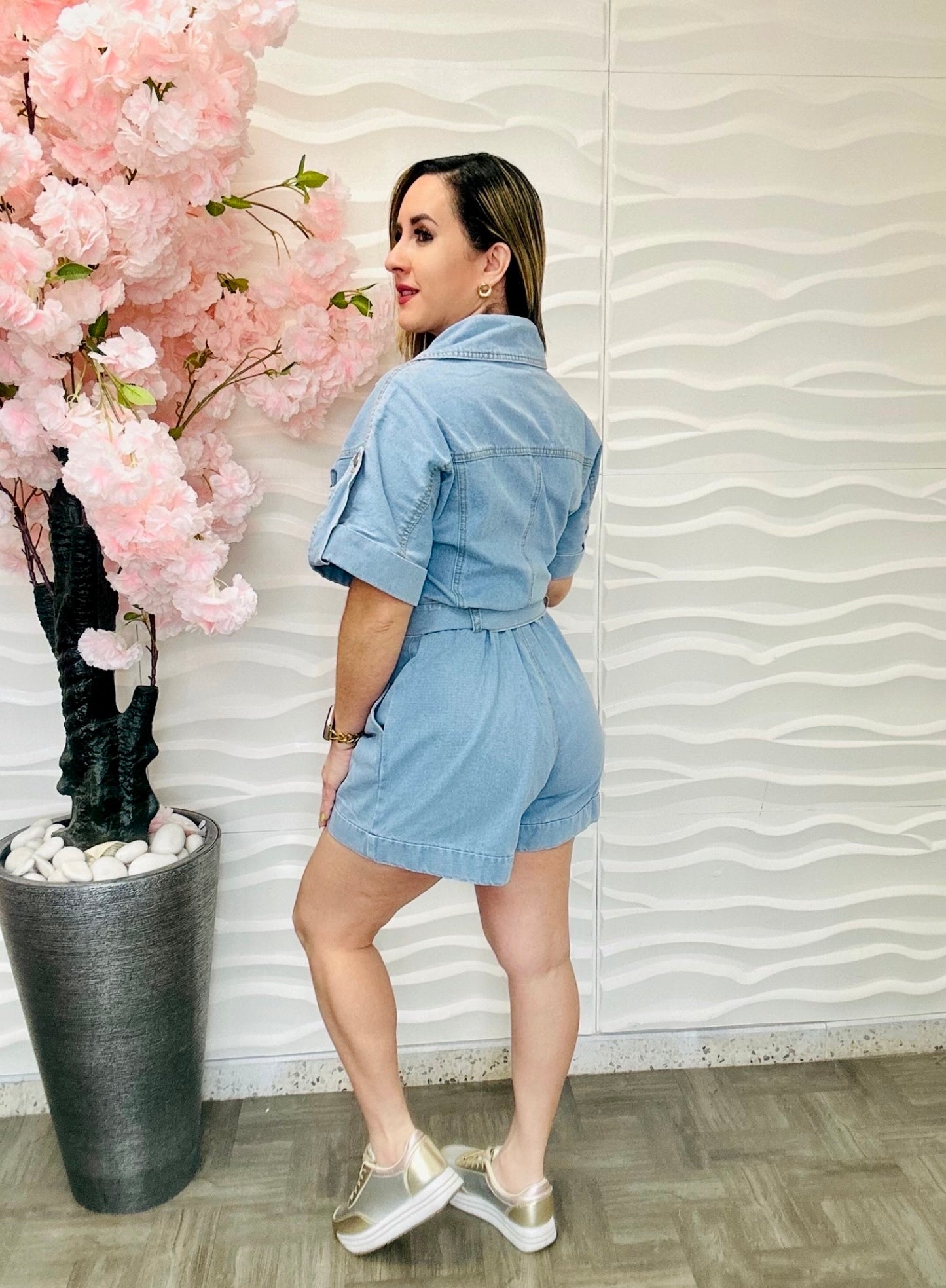 Chaira denim romper