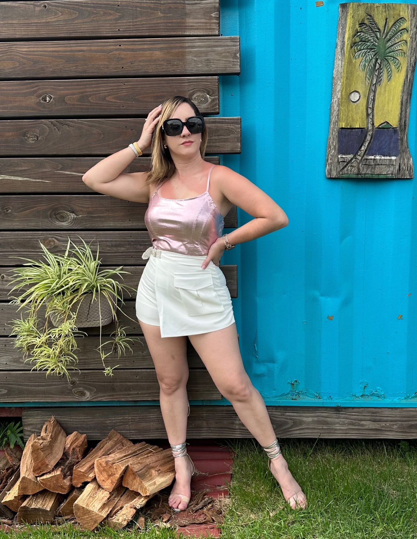 Metallic pink top