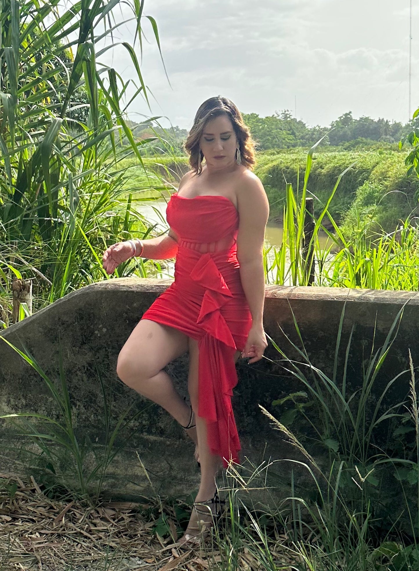 Red mini dress
