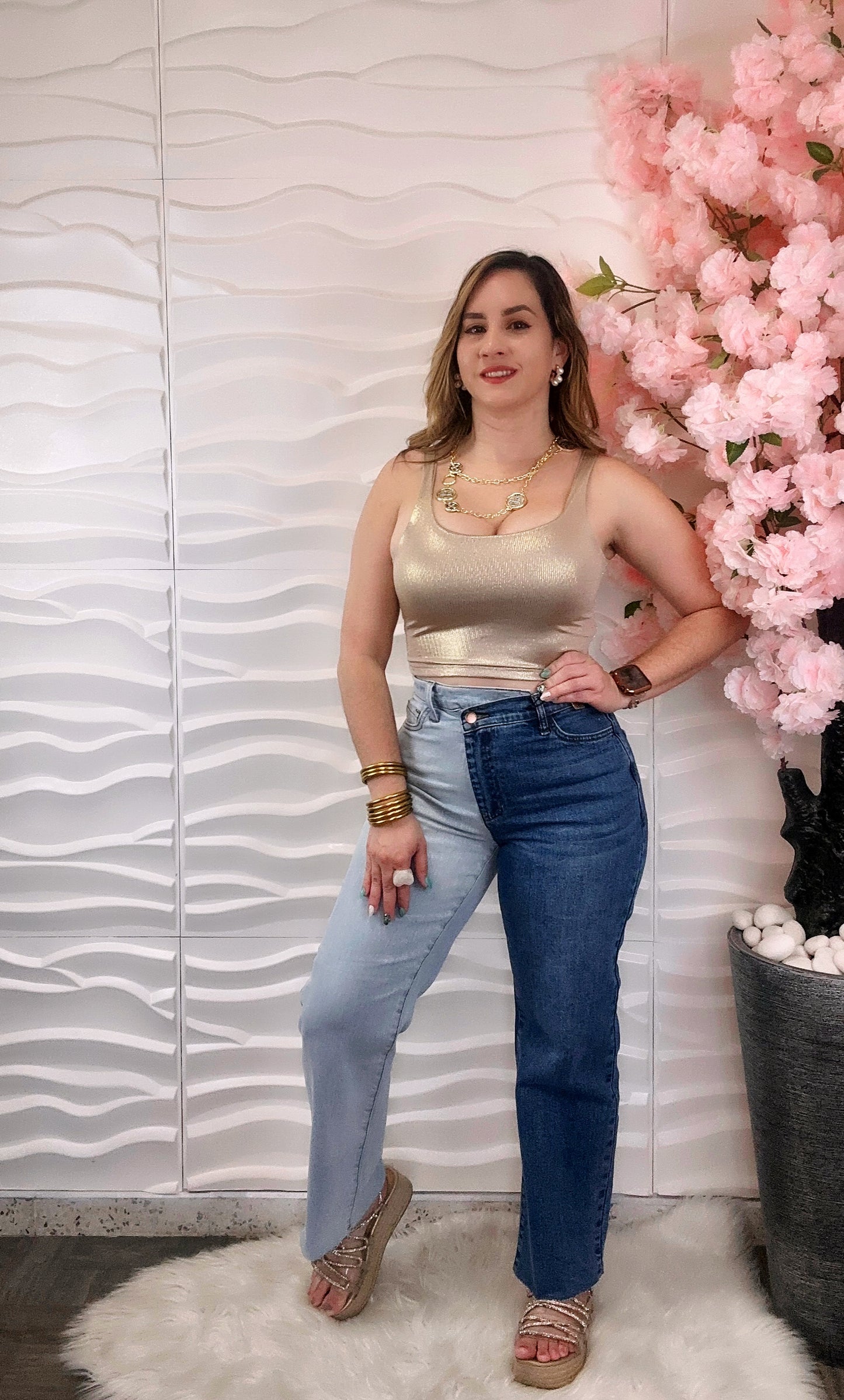 Vibrant two tone jeans