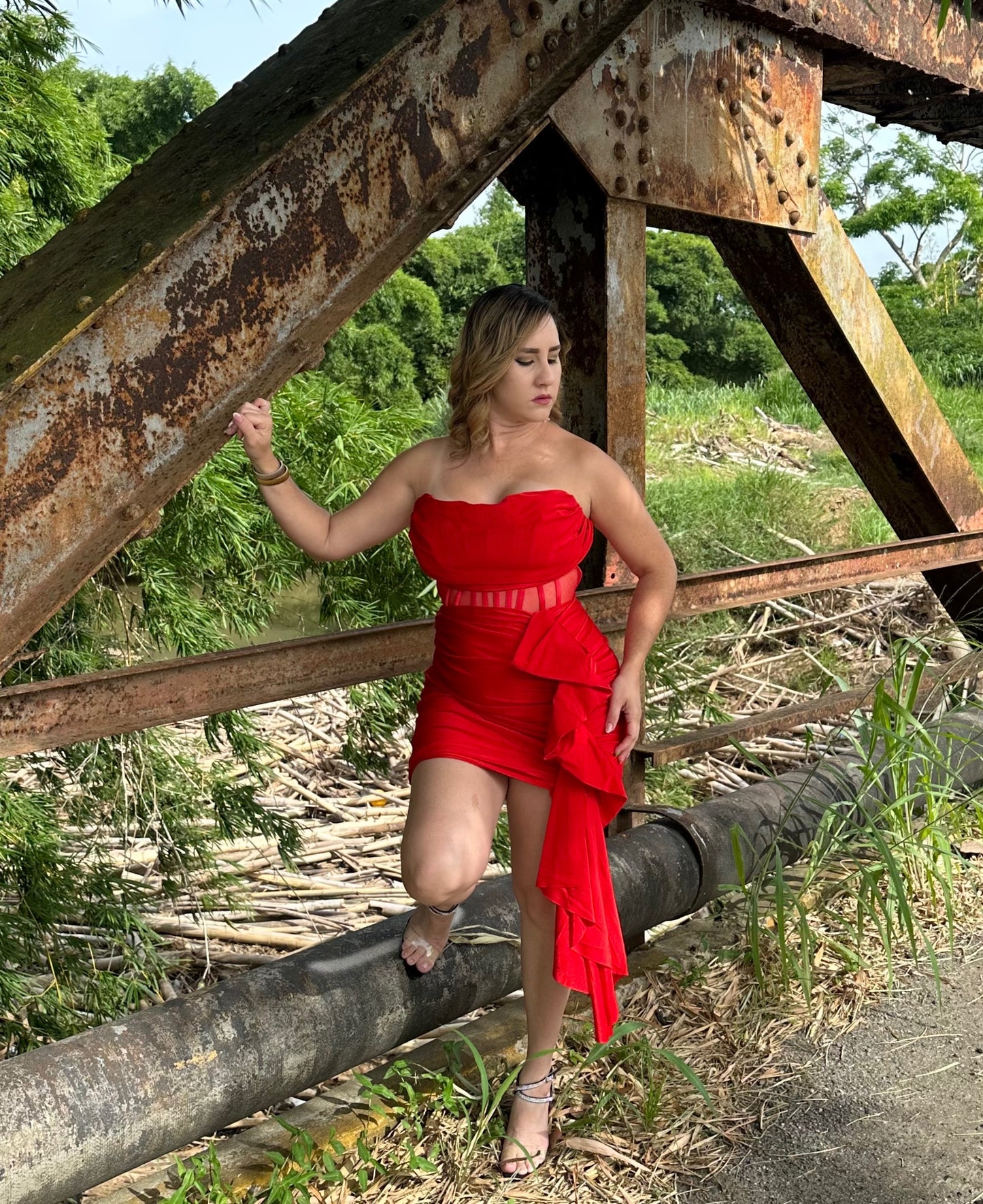 Red mini dress