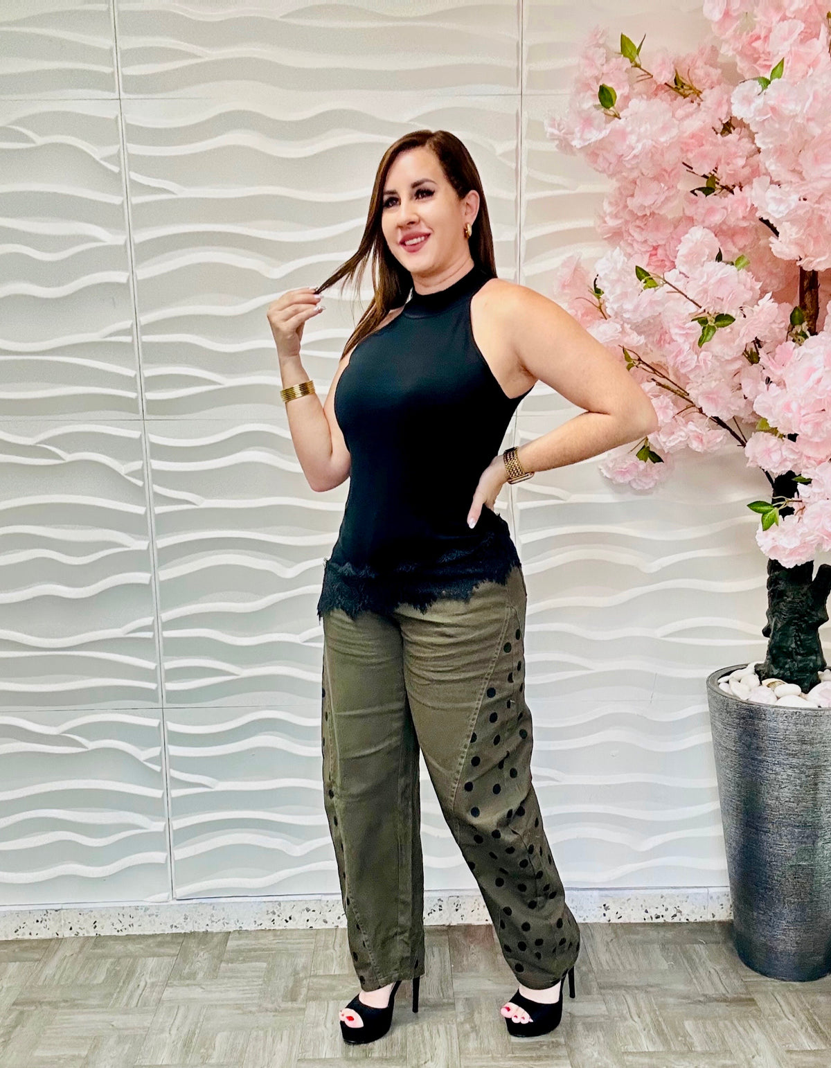 Olive polka barrel