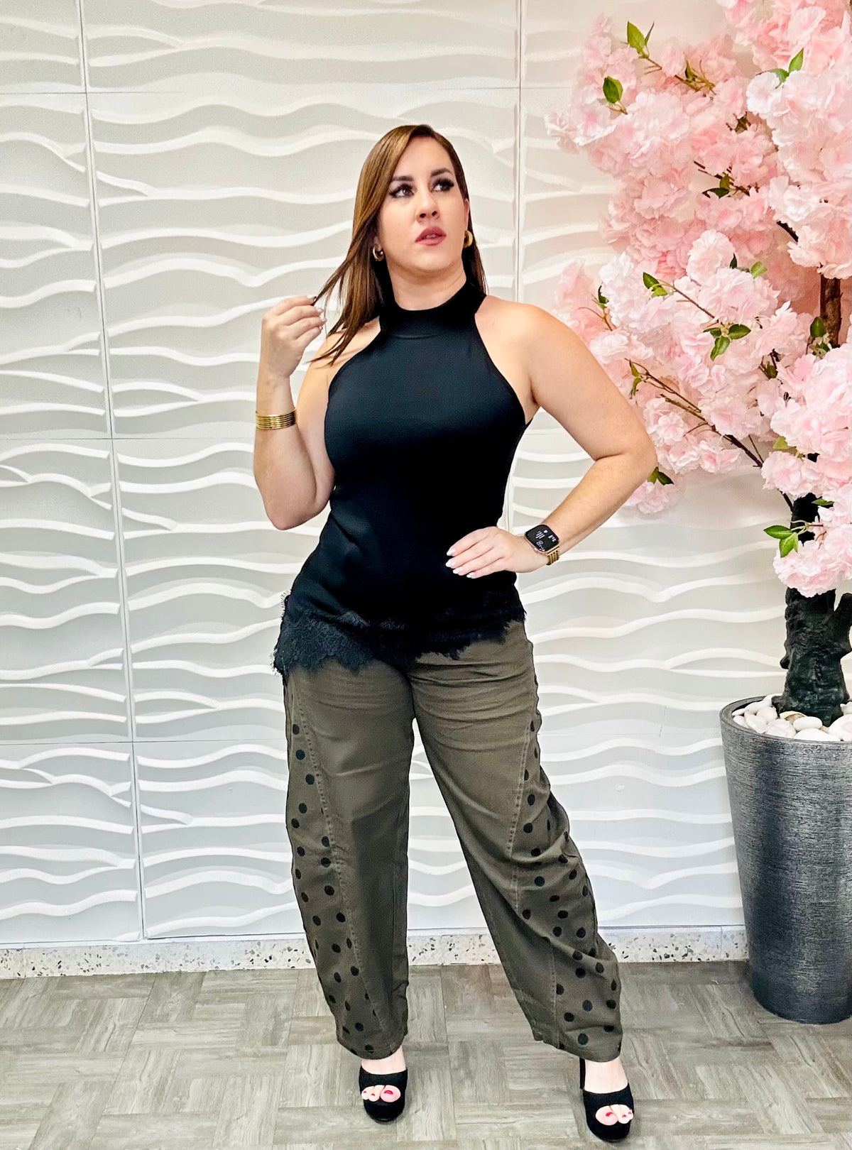 Olive polka barrel