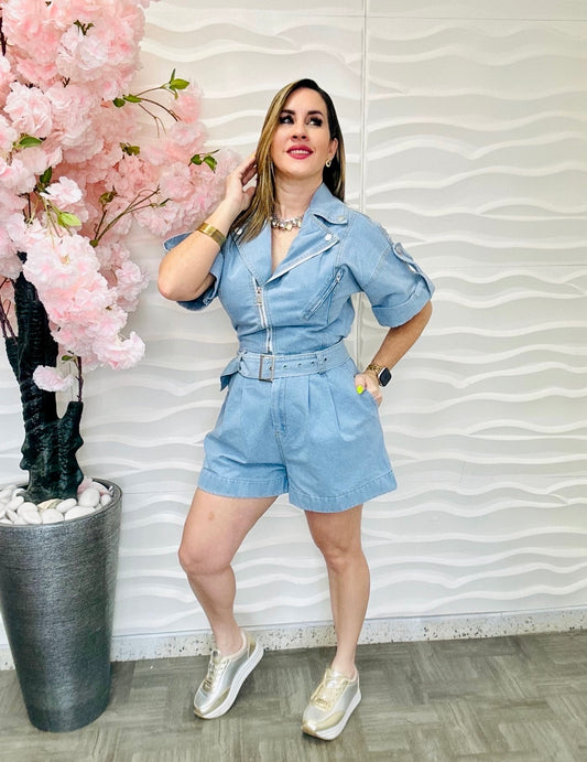Chaira denim romper