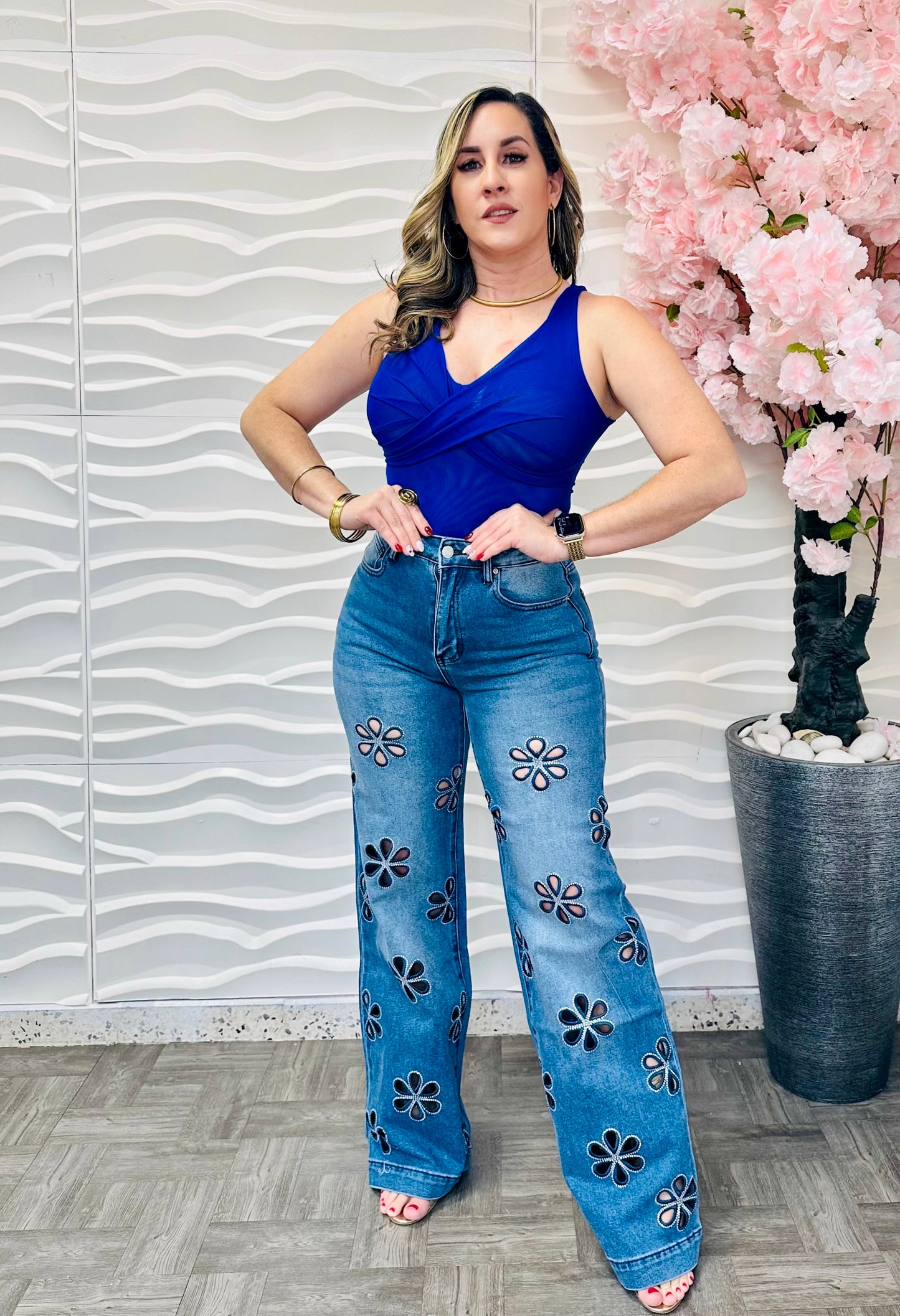 Floral jeans
