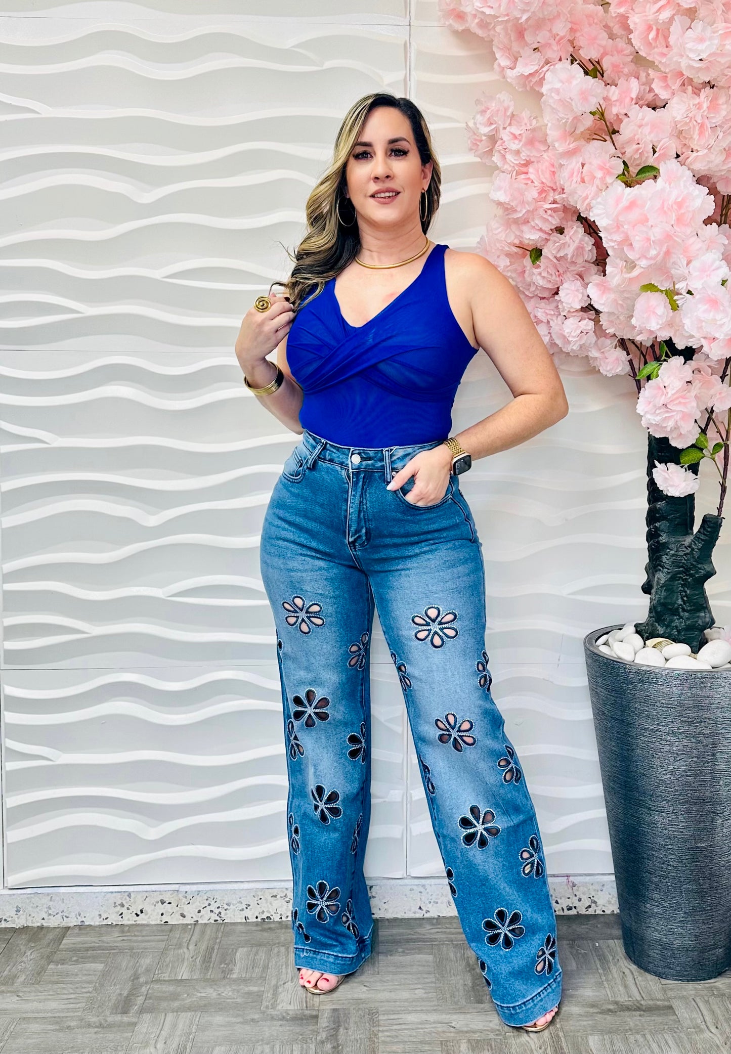 Floral jeans