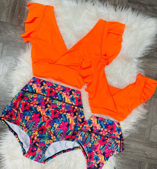 Tropical print swimsuit