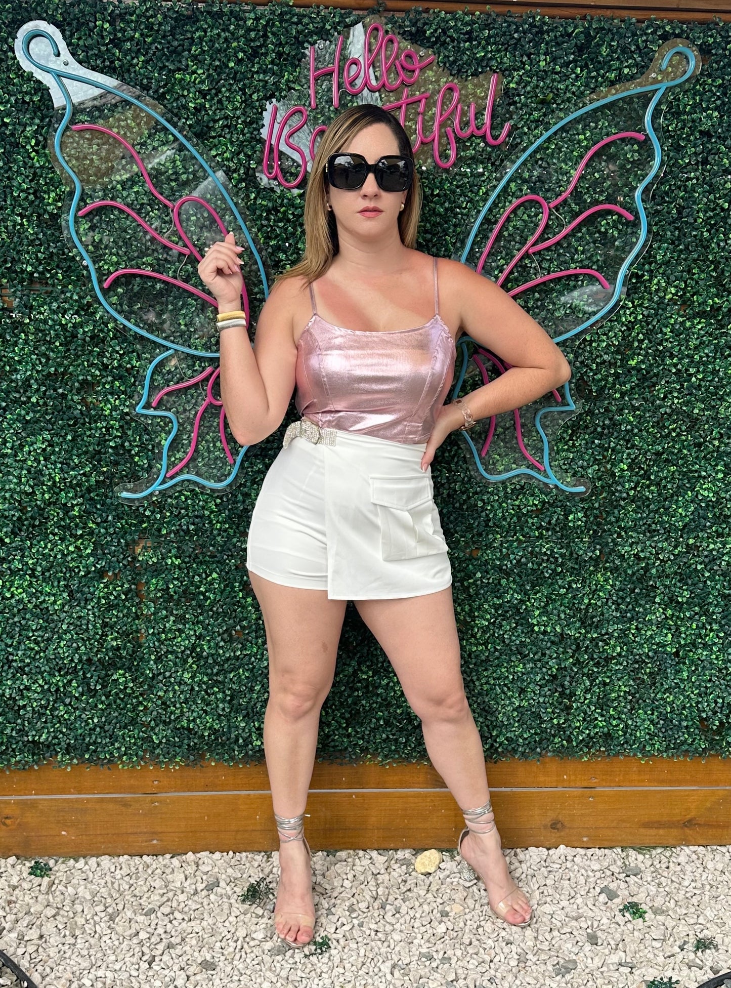 Metallic pink top