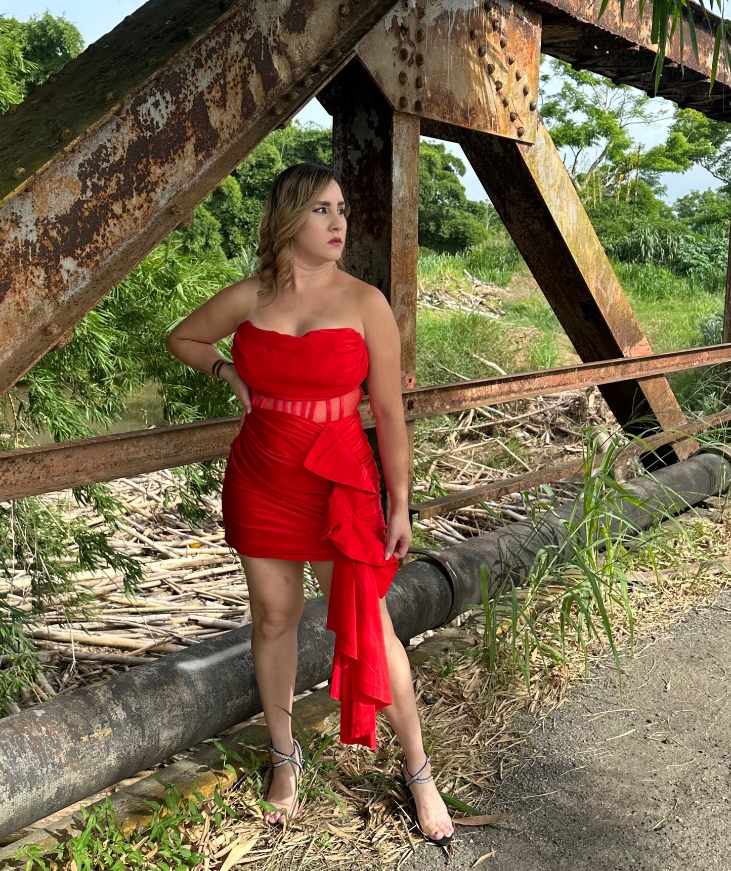 Red mini dress