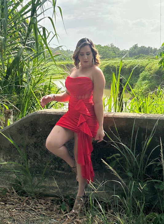 Red mini dress